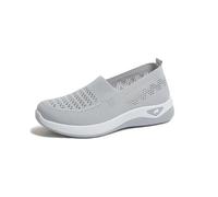 Genérico Basket Running Mujer con Ponte Blanco de Tejido de Punto Transpirable Suela Suave Amortiguante Zapatos para Diario Paseo Plantillas Zapatos Confort, gris, 35 EU