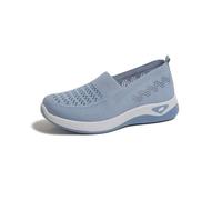 Genérico Basket Running Mujer con Ponte Blanco de Tejido de Punto Transpirable Suela Suave Amortiguante Zapatos para Diario Paseo Plantillas Zapatos Confort, azul, 36 EU