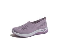 Genérico Basket Running Mujer con Ponte Blanco de Tejido de Punto Transpirable Suela Suave Amortiguante Zapatos para Diario Paseo Plantillas Zapatos Confort, morado, 36 EU