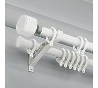 Genérico Bastone Tenda Doppio Binario In Alluminio 3,20mm Binario per Tende Montaggio A Parete Finitura Opaca Elettroforesi con Strisce Silenziose per Privacy E Divisorio Ambiente(Blanca,80cm/2.6ft)