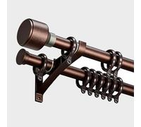 Genérico Bastone Tenda Doppio Binario In Alluminio 3,20mm Binario per Tende Montaggio A Parete Finitura Opaca Elettroforesi con Strisce Silenziose per Privacy E Divisorio Ambiente(Coffee,125cm/4.1ft)