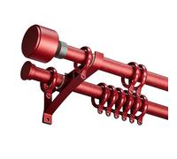 Genérico Bastone Tenda Doppio Binario In Alluminio 3,20mm Binario per Tende Montaggio A Parete Finitura Opaca Elettroforesi con Strisce Silenziose per Privacy E Divisorio Ambiente(Red,145cm/4.75ft)