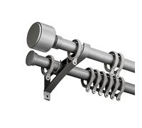 Genérico Bastone Tenda Doppio Binario In Alluminio 3,20mm Binario per Tende Montaggio A Parete Finitura Opaca Elettroforesi con Strisce Silenziose per Privacy E Divisorio Ambiente(Gray,145cm/4.75ft)