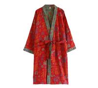 Genérico Bata De Baño Larga Y Suave para Mujer Bata Larga Tipo Kimono De Punto Bata De Estar por Casa Informal(Size:L,Color:C)