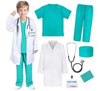 Genérico Bata de Laboratrio Niños Bata Medico Blanca Niño Niña Manga Larga Blanca Ciencia Batas con Bolsillo Batas Cientifico para Estudiant Escuela Hospital Cosplay