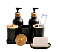 Genérico Bathroom Accessory Set - Liquid Bottle with 2 Cotton Swab Jars