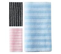 Genérico Bathroom Back Scrubber Towels, 3 Piece Large Washcloth, Double Sided Cleaning System with Comfortable Grip Design Feature, Bath Care Kit, Absorbent Towels for Seniors Kids Travel