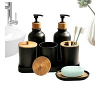 Genérico Bathroom Set - Liquid Bottles, Cotton Swab Jars Soap Dish | Soap Dish with Toothbrush Cup and Tray for Bathroom Kitchen Countertop Vanity Dorm