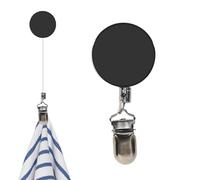 Genérico Bathroom Towel Holder - Retractable No Drill Wall Mount Hook, Metal Adhesive Storage Rack | Anti Slip Clip Organizer For Kitchen Bathroom Bedroom Coat Bag Hat Home Office Use