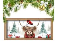Generico Bathroom Wall Art, Wood Highland Cow Wall Decor, Animal Wood Sign For Living Room Display Cabinets Restroom Holiday Kitchen Bookshelves Cafe