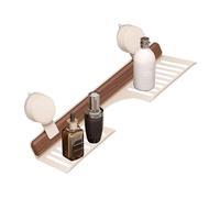 Generico Bathroom Wall Organizer - 50 x 12 x 4 cm Walnut Suction Cup Bathroom Shelf | Faucet Storage Rack Soap Holder Organization Storage for Home Kitchen Apartment Dorm Hotel Shower