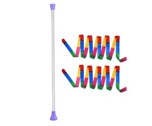 Genérico Baton - Metal Ceremonial Wand | 21-Inch Stick For Gymnastics | 54cm | 21-Inch Stainless Steel Twirling Stick | 13.12ft Dance Ribbon Streamer For Aerobics, Stage, Parade, Party, Training