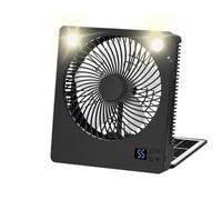Genérico Battery Operated Folding Quiet Cool Gadgets | Solar Powered Fan, Portable Solar Fan Camping Supplies With LED Lights For Home, Tent, Outdoor Camping, Power Outage, Travel