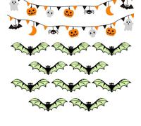 Generico Batti - Lote de 10 murciélagos luminosos de LED suspendidos, de pared, para Halloween Glow espectral en decoración oscura para dormitorio en clase bagn
