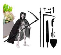 Genérico Battle Tool Assembly Game, Skull Action Figure, Poseable Skull Statue for Home Decor, Includes Hat, Cloak, and Accessories, Creative Sculpture for Kids
