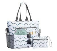 Genérico Beach Bags, Foldable Tote Bag, 15.94x15.35x6.69 inch, Outdoor Handbag with Zipper Closure, Matching Coin Purse with Spacious Design, Ideal for Commute, Daily Works, Camping, Travel