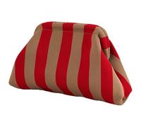 Genérico Beach Clutch Purse For Women - Compact 31x17cm Handbag | Soft Knitted Fabric With Kiss Lock Closure And Contrast Stripes | Woven Crochet Purse - Casual Summer Beach Elegance Dinner