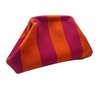 Genérico Beach Clutch Purse For Women - Compact 31x17cm Handbag | Soft Knitted Fabric With Kiss Lock Closure And Contrast Stripes | Woven Crochet Purse - Casual Summer Beach Elegance Dinner