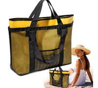 Genérico Beach Tote Bag, Pool Pouch Handbag, Lightweight Travel Accessory, Sandproof Mesh Design, Spacious Zipper Compartment, Ideal para Vacation, Picnic, Camping, and Swimming, amarillo, Se référer