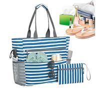 Genérico Beach Tote, Market Shopping Bag, Waterproof Sandproof Organizer, Foldable Lightweight Design, 1 Large Neutral Color, Excellent For Boat Pool Picnic Sunglasses Travel Women Vacation Use