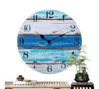Genérico Beach Wall Clock - 30cm Wooden Non Ticking Vintage Coastal Timepiece | Rustic Blue Sea Theme Easy Read Wall Clock for Bedroom, Living Room, Home and Beach Style Decor Use