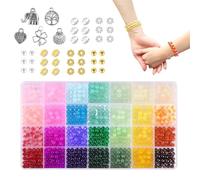 Genérico Bead Bracelet Making Kit - 28 Color Craft Set | Handmade Jewelry Beads with String Tools, DIY Bracelet Necklace Pendant Keychain Supplies for Kids Teens Girls School Art Projects