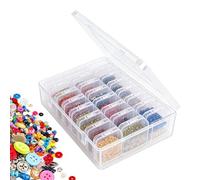 Genérico Bead Storage Box Organizer - Jewelry Making Case | Clear with Adjustable Compartments, Lock Lid, Stackable Design for Craft Supplies Rhinestones Charms Sequins Storage