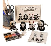 Genérico Beaded 3D Skeleton Ornament - Halloween Cute Handmade Keepsake Decor, Beaded Skeleton Figure Craft Kit | Spooky Holiday Decoration For Home, Party, Classroom, Dorm, School, Beginners