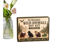 Genérico Beaded Animal Kit - 3D Colorful Beadwork Art Craft Set, Mini Animal DIY Bead Embroidery Pack, 11x11x4cm Box + Complete Creative Tools, Acrylic Glass Component - For Home Desk & School Party