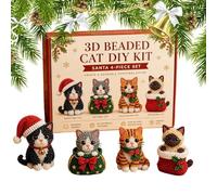Genérico Beaded Animal Kit, Christmas Cat Craft Supplies, Tiny 3D Beaded