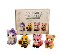 Genérico Beaded Animal Kit - Cute Tiny Handmade Toy Set | 3D Beaded Animal Crafting Materials Pack With English Manual, DIY Weaving Embroidery Set For Kids Children Beginners Adults Home School
