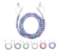 Genérico Beaded Charging Cord 4 in 1, Beaded Charging Cords, 3.3ft Hand-Colored Pearl Dazzle Fast Chargerfor Multi-Device Use,Universal (F)