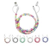 Genérico Beaded Charging Cord 4 in 1, Beaded Charging Cords, 3.3ft Hand-Colored Pearl Dazzle Fast Chargerfor Multi-Device Use,Universal (A)