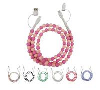 Genérico Beaded Charging Cord 4 in 1, Beaded Charging Cords, 3.3ft Hand-Colored Pearl Dazzle Fast Chargerfor Multi-Device Use,Universal (D)