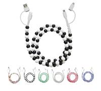Genérico Beaded Charging Cord 4 in 1, Beaded Charging Cords, 3.3ft Hand-Colored Pearl Dazzle Fast Chargerfor Multi-Device Use,Universal (E)
