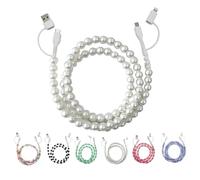 Genérico Beaded Charging Cord 4 in 1, Beaded Charging Cords, 3.3ft Hand-Colored Pearl Dazzle Fast Chargerfor Multi-Device Use,Universal (B)