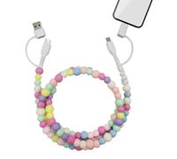 Genérico Beaded Charging Cord 4 in 1, Beaded Charging Cords for iPhone, 3.3FT Stylish Tangle-Free Bead Phone Charge Cable (A-Colored Pearls)