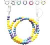Genérico Beaded Charging Cords, 4-in-1 Beaded Charging Cable, 3.3ft Colorful Anti-Tangle USB Cable for iPhone, Galaxy S25 & Most Devices (yellow)