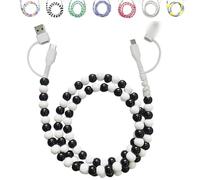 Genérico Beaded Charging Cords, 4-in-1 Beaded Charging Cable, 3.3ft Colorful Anti-Tangle USB Cable for iPhone, Galaxy S25 & Most Devices (black)
