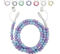 Genérico Beaded Charging Cords, 4-in-1 Beaded Charging Cable, 3.3ft Colorful Anti-Tangle USB Cable for iPhone, Galaxy S25 & Most Devices (purple)