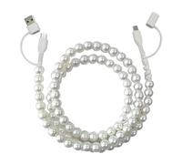 Genérico Beaded Charging Cords, Biographyn 4-in-1 Beaded Charging Cord Fast Charging Cable Multi Charging Cable for Multi-Device Use, for All Device USB C & Type C (White)