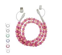 Genérico Beaded Charging Cords, Biographyn 4-in-1 Beaded Cord&Fast Charging Cable Multipurpose Fast Phone Charger, Colorful Multi-Device Charger Tangle-Free for All Device USB C & Type C (Pink)