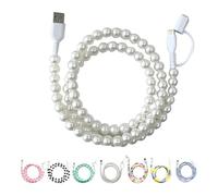 Genérico Beaded Charging Cords, Colorful Charger Cable, 2-in-1 Multi Charging Cable, 3.3FT Cute Colorful Charger Cables, for All Device USB C & Type C (E)