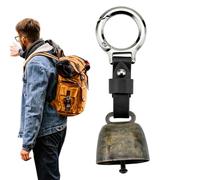 Generico Bear Bells for Hiking - PU Leather Handle, Loud Survival Alarm | Llavero Vintage de Campana | Outdoor Camping Walking Backpacking Trail for Safety Device, Negro, riferimento alla