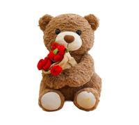Genérico Bear Plush - Animal Figure, Flower Holding Gentle Pillow for Snuggling, Figure for Female Companion, Young Children, Matrimonial Celebration and Sitting Furniture and Vehicle Seat Accent