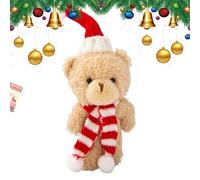 Genérico Bear Plush - Christmas with Scarf and Top Hat | Soft Stuffed Toy for Holiday Decor, and Birthdays | Lindo Brown Oro Cartoon Bears Ornament