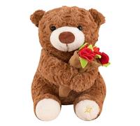 Genérico Bear Plush Holding Rose Bouquet, Soft Cuddly Stuffed Animal Doll, Plush Pillow Toy for Adults, Kids, Women, Men, Boys, Girls, and Decor