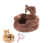 Genérico Bear Shaped Dogs Bed with Raised Arms,Cute Soft Bear Plush Cuddler Cat & Dog Snuggle Nest,Washable Pet Sofa with Anti-Slip Bottom for Cats and Small Dogs (Coffee, 18.1in)