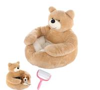 Genérico Bear Shaped Dogs Bed with Raised Arms,Cute Soft Bear Plush Cuddler Cat & Dog Snuggle Nest,Washable Pet Sofa with Anti-Slip Bottom for Cats and Small Dogs (Khaki, 30.3in)