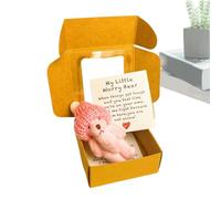 Generico Bear Stuffed Animal, Handmade Small Plush, 3.35x1.57 inches Cute Pet Buddy, Present Boxed Toy with Inspirational Card for Positive Home Decor Women Men Kids Bedroom Desk Shelf